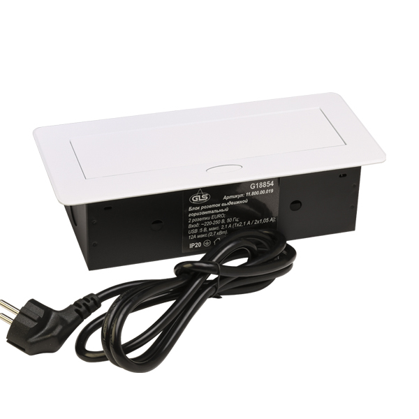 Блок розеток горизонт 2 розетки+2 USB белый 11097