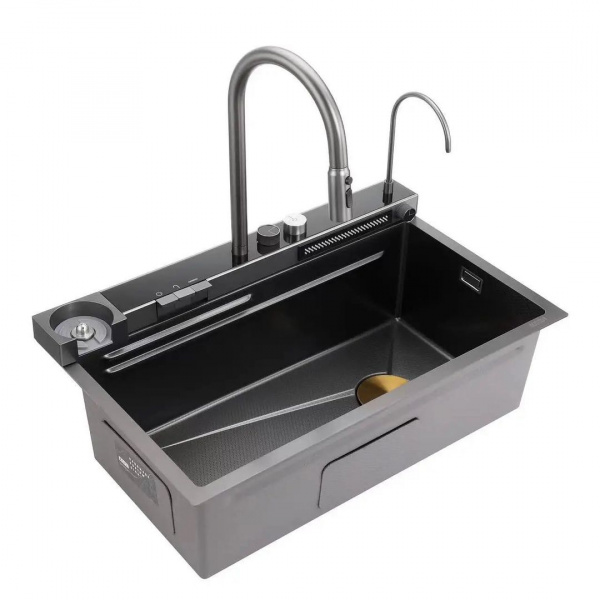 Мойка LUXE 750х450х230 KROME Black (2 коробки)
