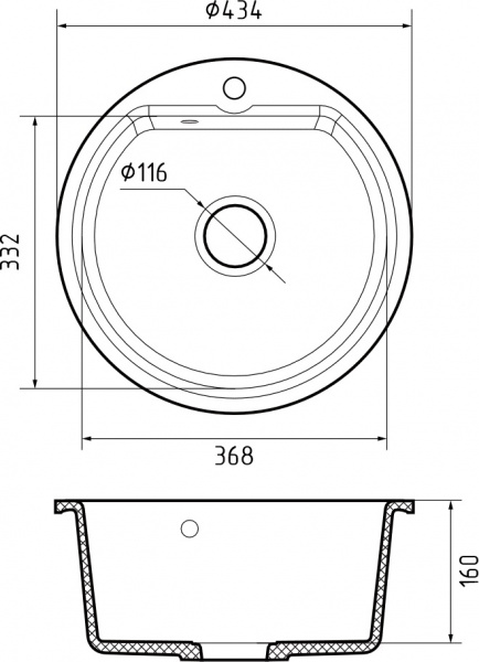 Мойка SMART 435 , цвет 435 черный (без сифона)