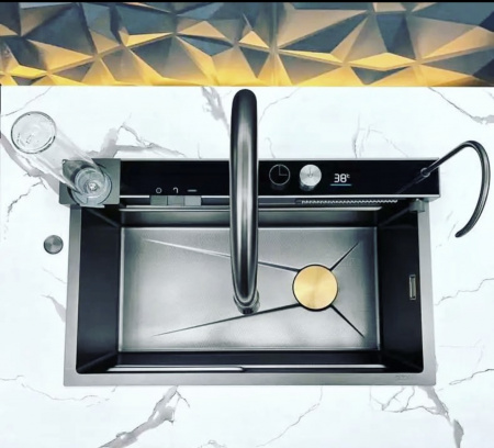 Мойка LUXE 750х450х230 KROME Black (2 коробки)