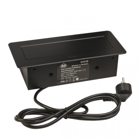 Блок розеток горизонт 2 розетки+2 USB черный 11096 